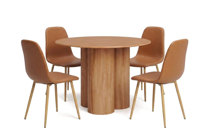 Juno spisegruppe rund 110 cm eg med 4 Nibe spisebordsstole, Eg