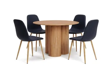 Juno spisegruppe rund 110 cm eg med 4 Nibe spisebordsstole