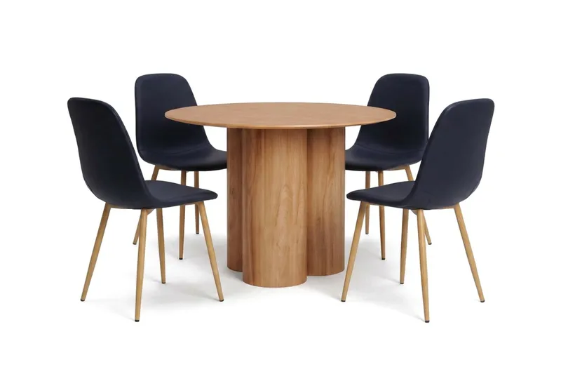 Juno spisegruppe rund 110 cm eg med 4 Nibe spisebordsstole, Eg