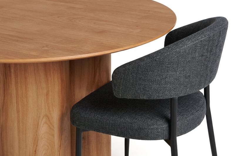 Juno spisegruppe rund 110 cm eg med 4 Sawako spisebordsstole - Eg - Møbler - Borde - Spisebordssæt