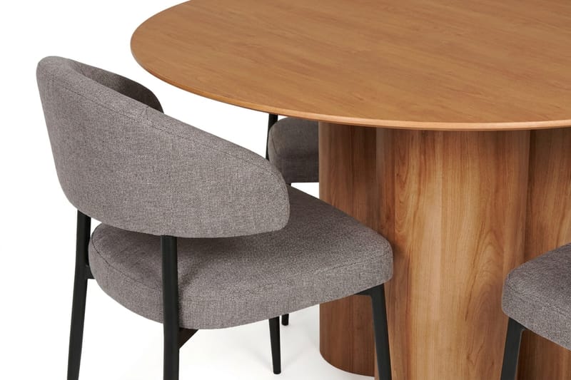 Juno spisegruppe rund 110 cm eg med 4 Sawako spisebordsstole - Eg - Møbler - Borde - Spisebordssæt