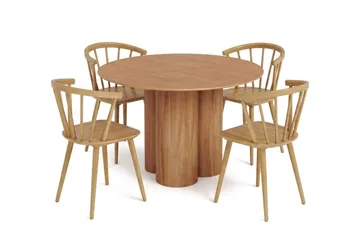 Juno spisegruppe rund 110 cm eg med 4 Tyrö spisebordsstole