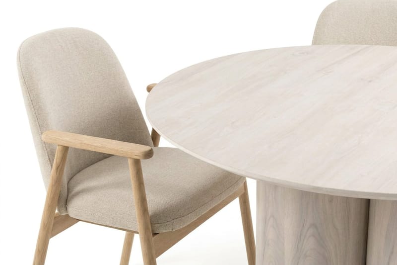Juno spisegruppe rund 110 cm hvidlaseret med 4 Reciclar spisestole - Hvidolieret - Møbler - Borde - Spisebordssæt