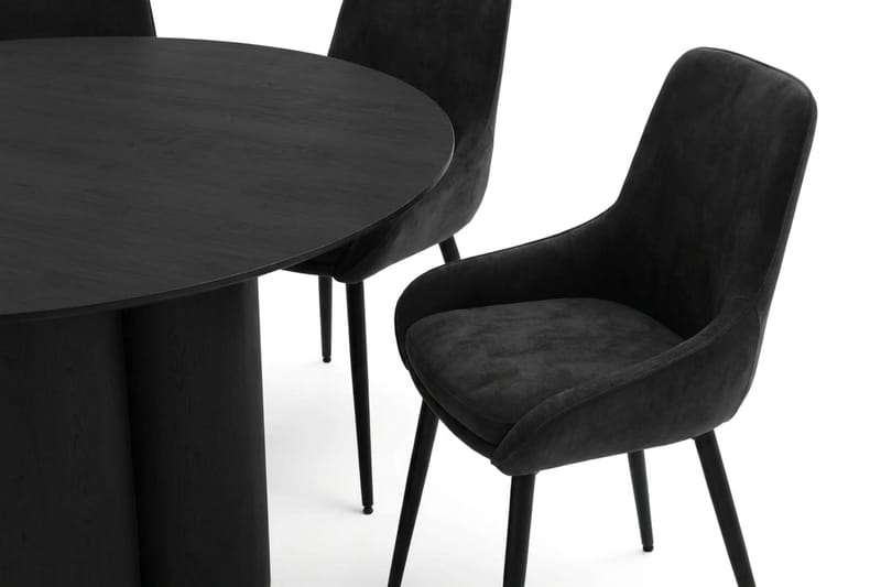 Juno spisegruppe rund 110 cm sort med 4 Alsarp spisestole - Sort - Møbler - Borde - Spisebordssæt