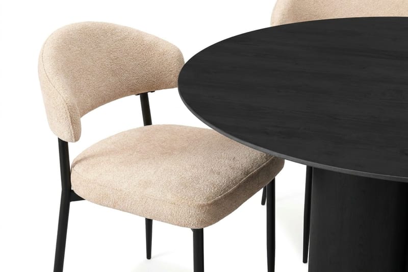 Juno spisegruppe rund 110 cm sort med 4 Jairam spisestole - Sort - Møbler - Borde - Spisebordssæt