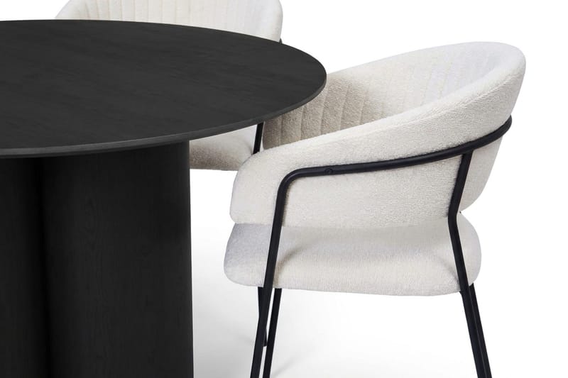 Juno spisegruppe rund 110 cm sort med 4 Karol spisestole - Sort - Møbler - Borde - Spisebordssæt