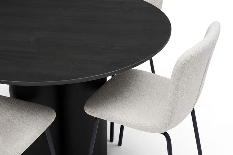 Juno spisegruppe rund 110 cm sort med 4 Katy spisebordsstole - Sort - Møbler - Borde - Spisebordssæt
