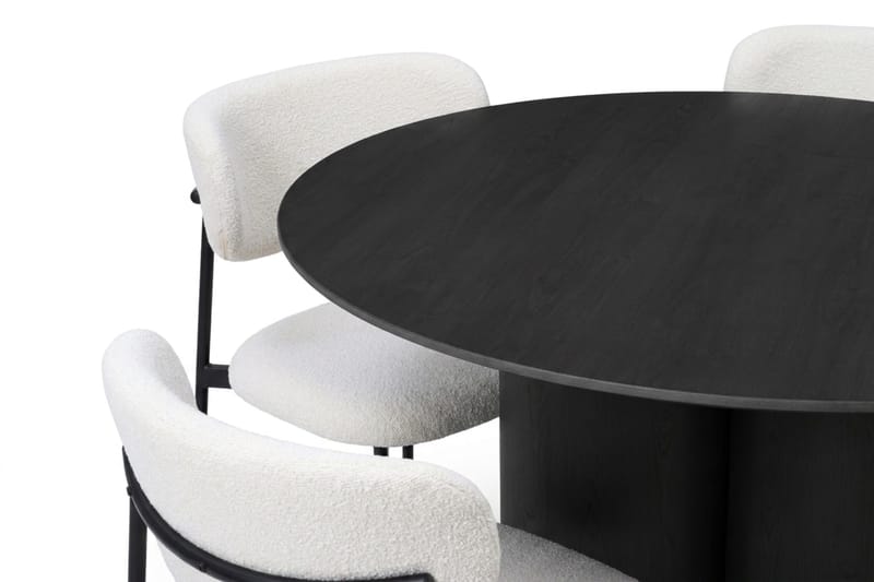 Juno spisegruppe rund 110 cm sort med 4 Lucy spisebordsstole - Sort - Møbler - Borde - Spisebordssæt