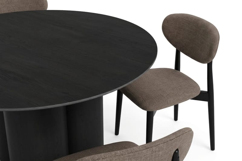 Juno spisegruppe rund 110 cm sort med 4 Molly-spisestole - Sort - Møbler - Borde - Spisebordssæt