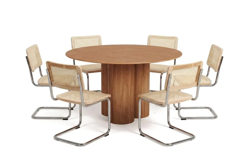 Juno spisegruppe rund 130 cm eg med 6 Build spisestole, Eg