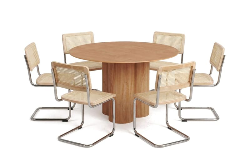 Juno spisegruppe rund 130 cm eg med 6 Build spisestole - Eg - Møbler - Borde - Spisebordssæt