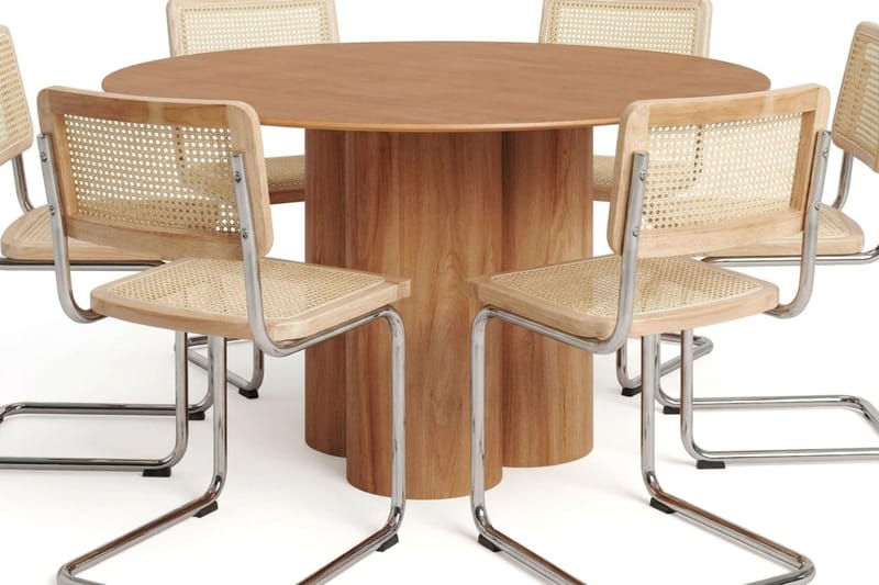 Juno spisegruppe rund 130 cm eg med 6 Build spisestole - Eg - Møbler - Borde - Spisebordssæt