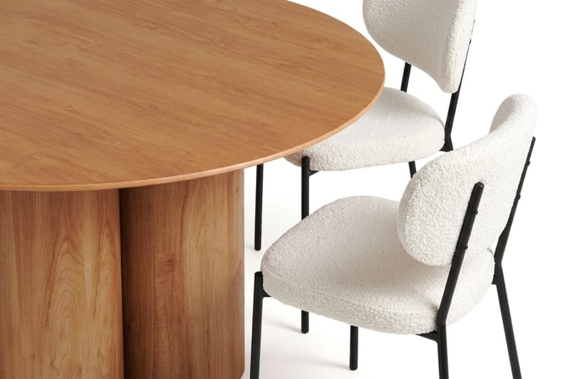 Juno spisegruppe rund 130 cm eg med 6 Gemmiano spisestole - Eg - Møbler - Borde - Spisebordssæt
