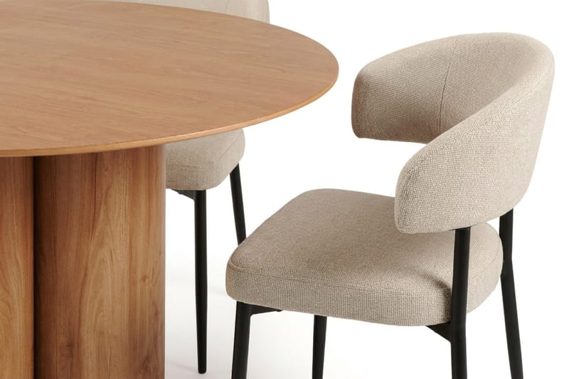 Juno spisegruppe rund 130 cm eg med 6 Sawako spisestole - Eg - Møbler - Borde - Spisebordssæt