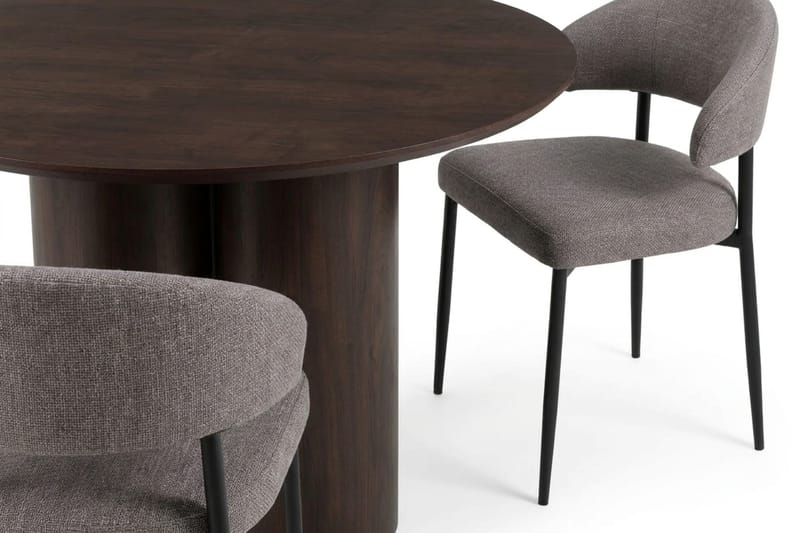 Juno spisegruppe rund 130 cm røget eg med 6 Sawako spisestole - Røget eg - Møbler - Borde - Spisebordssæt