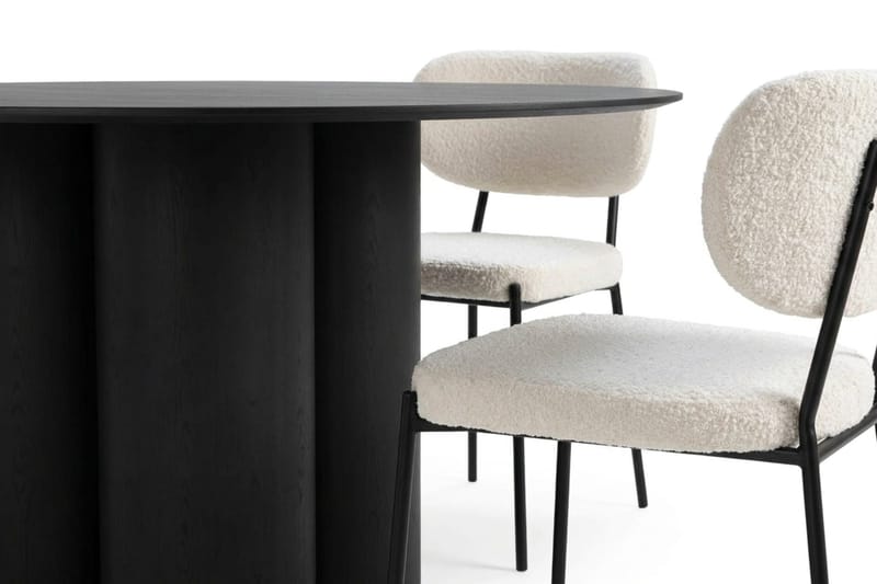 Juno spisegruppe rund 130 cm sort med 6 Gemmiano spisestole - Sort - Møbler - Borde - Spisebordssæt