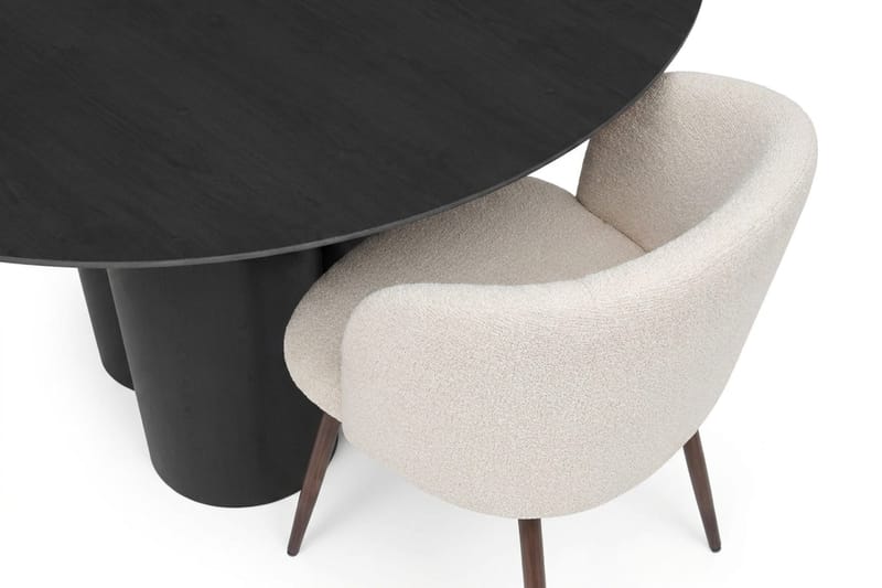 Juno spisegruppe rund 130 cm sort med 6 Greya spisestole - Sort - Møbler - Borde - Spisebordssæt