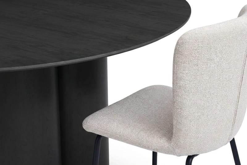 Juno spisegruppe rund 130 cm sort med 6 Katy spisestole - Sort - Møbler - Borde - Spisebordssæt
