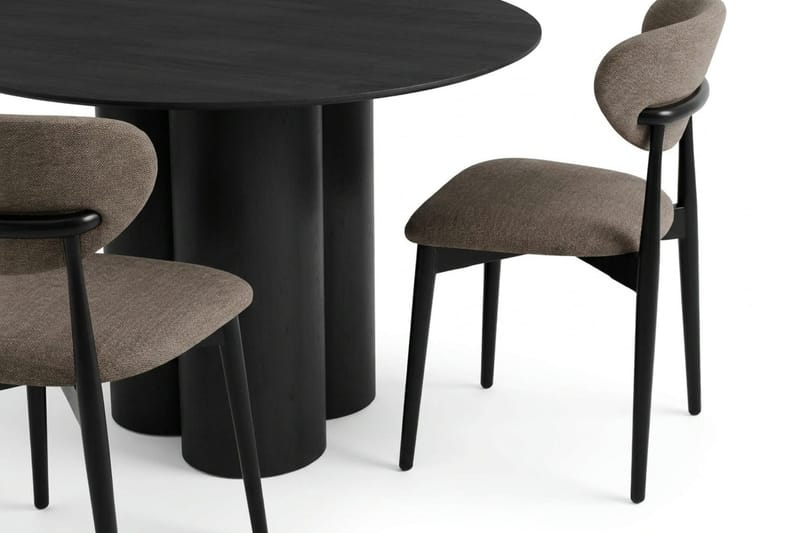 Juno Spisegruppe rund 130 cm Sort med 6 Molly spisebordsstole - Sort - Møbler - Borde - Spisebordssæt