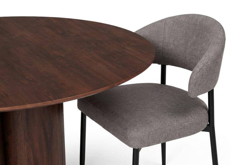 Juno spisegruppe rund 130 cm valnød med 6 Sawako spisestole - Valnød - Møbler - Borde - Spisebordssæt