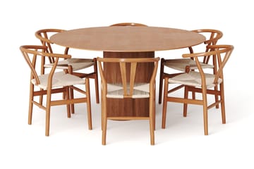 Juno spisegruppe rund 150 cm eg med 6 Dastoori spisestole - Eg - Møbler - Borde - Spisebordssæt