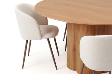 Juno spisegruppe rund 150 cm eg med 6 Greya spisestole - Eg - Møbler - Borde - Spisebordssæt