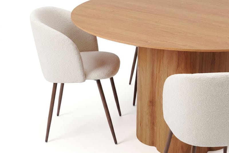 Juno spisegruppe rund 150 cm eg med 6 Greya spisestole - Eg - Møbler - Borde - Spisebordssæt