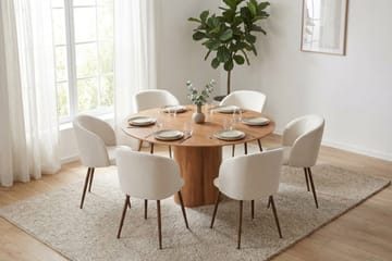 Juno spisegruppe rund 150 cm eg med 6 Greya spisestole - Eg - Møbler - Borde - Spisebordssæt