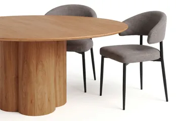 Juno spisegruppe rund 150 cm eg med 6 Sawako spisestole - Eg - Møbler - Borde - Spisebordssæt