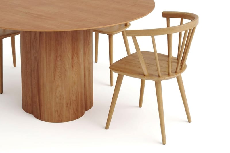 Juno spisegruppe rund 150 cm eg med 6 Tyrö spisestole - Eg - Møbler - Borde - Spisebordssæt