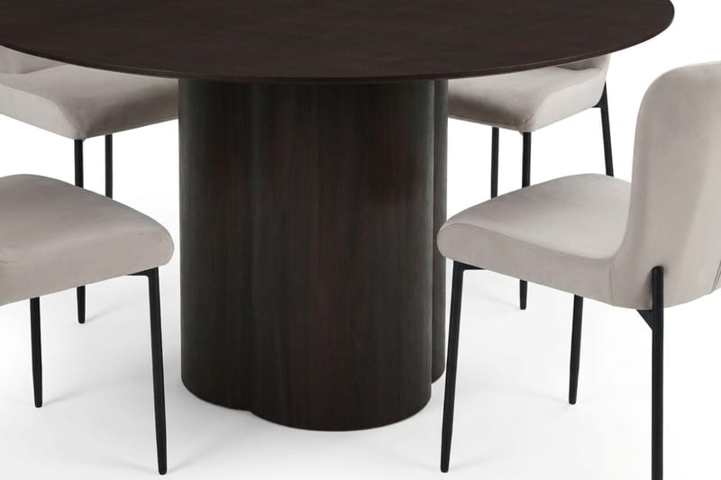 Juno spisegruppe rund 150 cm røget eg med 6 Elsie spisestole - Røget eg/Beige - Møbler - Borde - Spisebordssæt