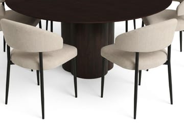 Juno spisegruppe rund 150 cm røget eg med 6 Sawako spisestole - Røget eg - Møbler - Borde - Spisebordssæt