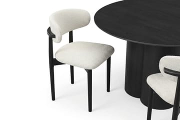 Juno spisegruppe rund 150 cm sort med 6 Jaiveer spisestole - Sortbejdset eg - Møbler - Borde - Spisebordssæt