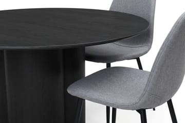Juno spisegruppe rund 150 cm sort med 6 Nibe spisebordsstole - Sortbejdset eg - Møbler - Borde - Spisebordssæt