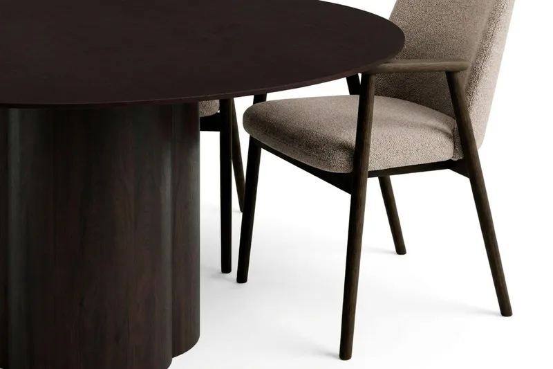 Juno spisegruppe rund 150 cm sort med 6 Reciclar spisestole - Sort - Møbler - Borde - Spisebordssæt