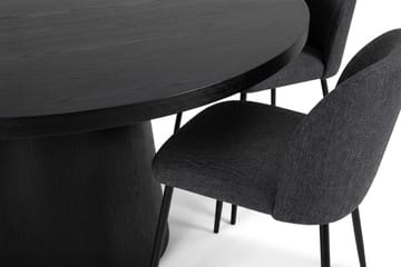 Juno spisegruppe rund 150 cm sort med 6 Sawako spisestole - Sortbejdset eg - Møbler - Borde - Spisebordssæt