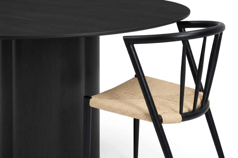 Juno spisegruppe rund 150 cm sort med 6 Winston spisebordsstole - Sort - Møbler - Borde - Spisebordssæt