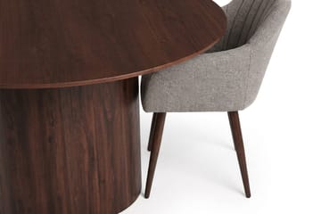 Juno spisegruppe rund 150 cm valnød med 6 Filippa spisebordsstole - Valnød - Møbler - Borde - Spisebordssæt