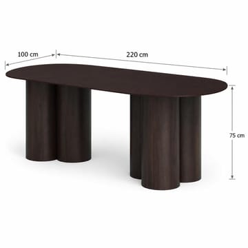 Juno Stort Ovalt Spisebord 220x100 cm med Træ- og Røget Eg-udseende - Mørkebrun - Møbler - Borde - Spisebord og køkkenbord