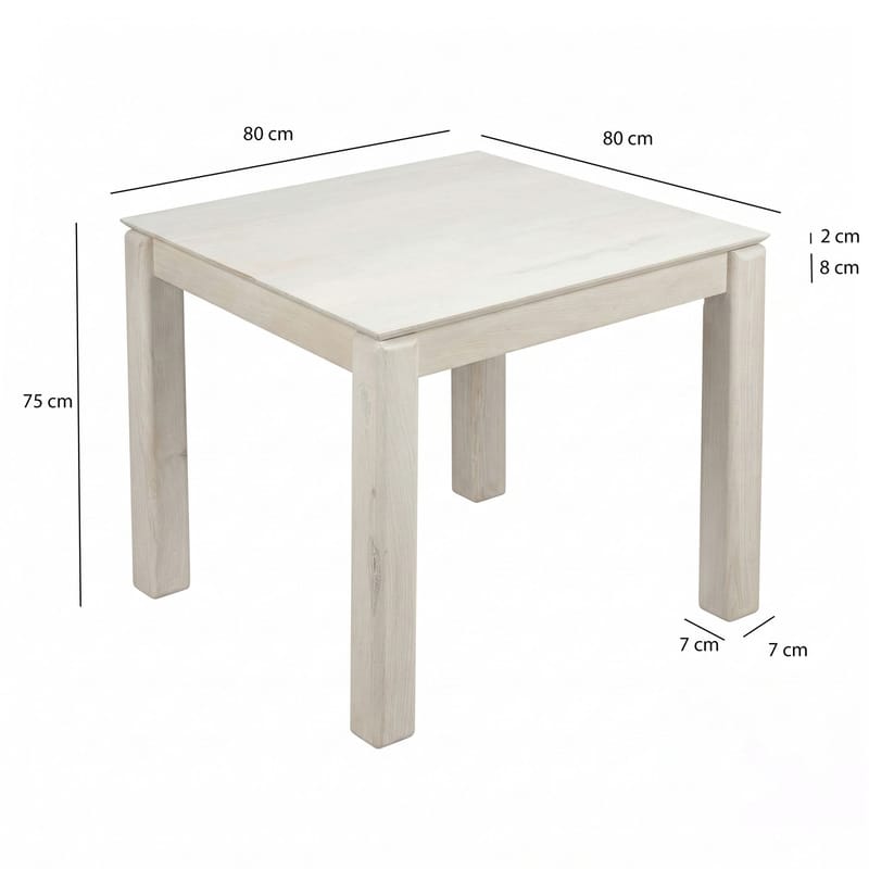 Jununa Spisebord 80 cm - Let hvidpigmenteret - Møbler - Borde - Spisebord og køkkenbord