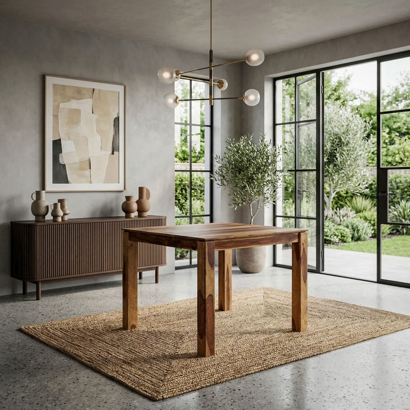 Jununa Spisebord 80 cm - Varm brun med naturlig åretegning - Møbler - Borde - Spisebord og køkkenbord