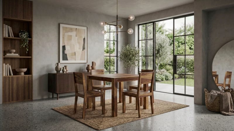 Jununa Spisebord 80 cm - Varm brun med naturlig åretegning - Møbler - Borde - Spisebord og køkkenbord