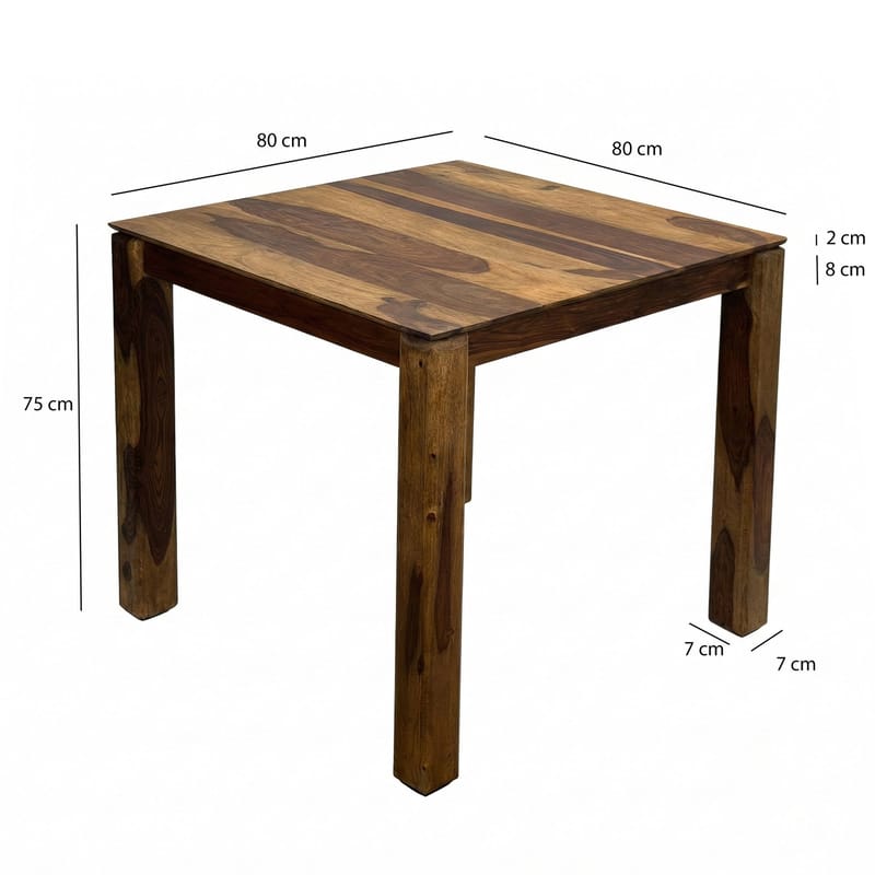 Jununa Spisebord 80 cm - Varm brun med naturlig åretegning - Møbler - Borde - Spisebord og køkkenbord