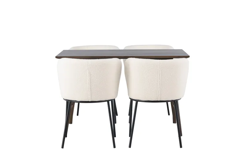 Kaseidon Matgruppe 120 cm Rektangulær med 4 Edina Stole, Mørk brun