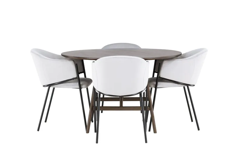 Kaseidon Spisebordssæt 100 cm Rund med 4 Evelina Stole, Svart