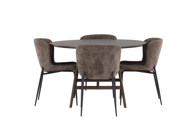 Kaseidon Spisebordssæt 100 cm Rund med 4 Modesto Stole, Svart