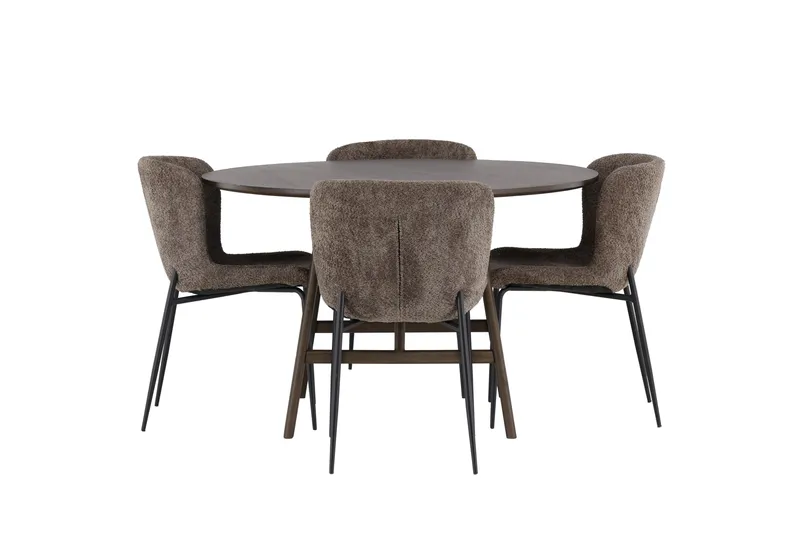 Kaseidon Spisebordssæt 100 cm Rund med 4 Modesto Stole, Svart