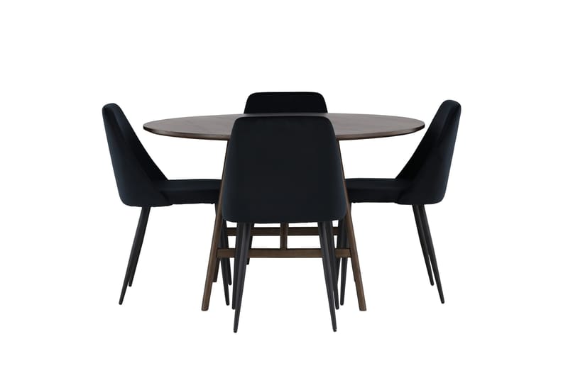 Kaseidon Spisebordssæt 100 cm Rund med 4 Night Stole, Svart