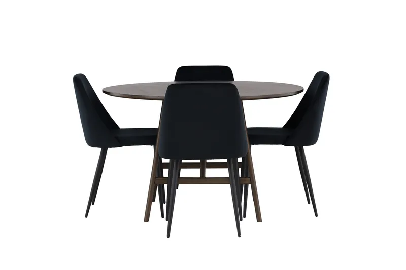 Kaseidon Spisebordssæt 100 cm Rund med 4 Night Stole, Svart