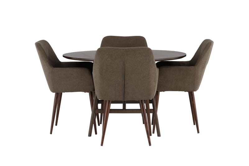 Kaseidon Spisebordssæt 100 cm Rund med 4 Tomorrow Stole, Brun